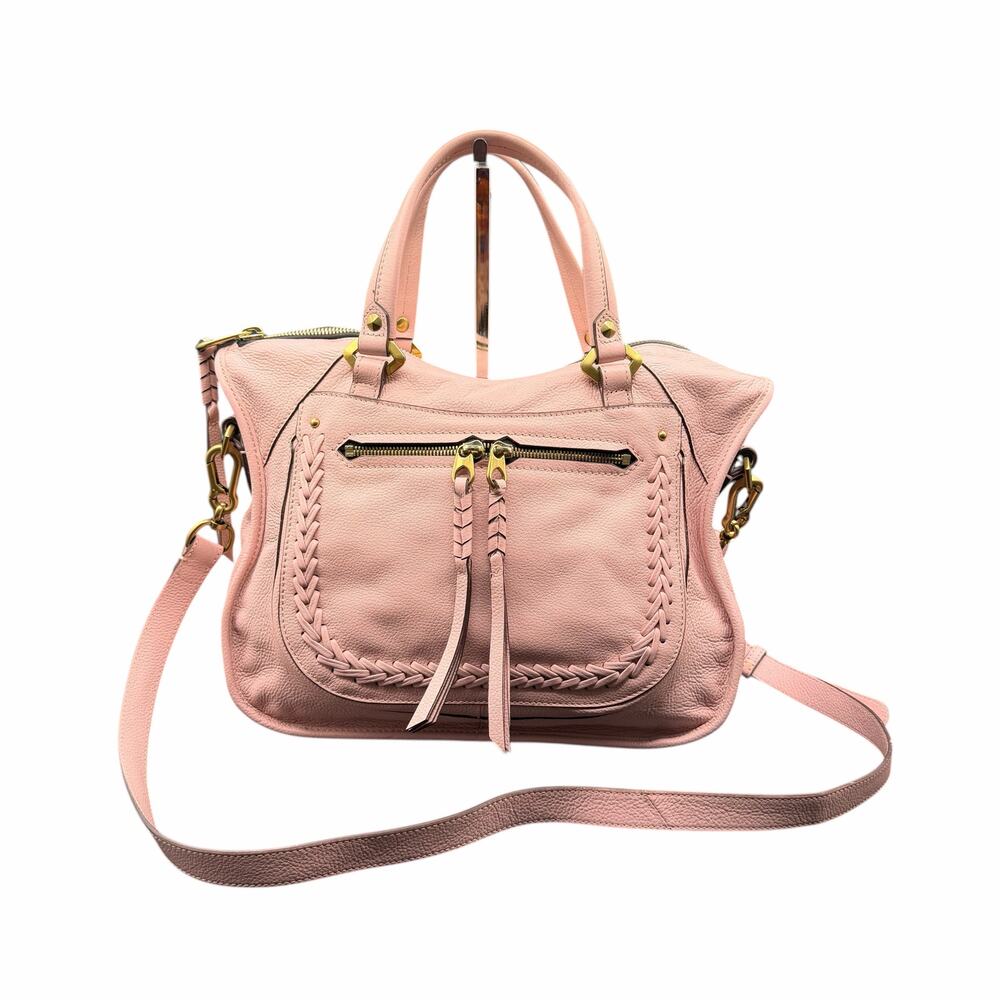 orYANY Sarah Pink Pebbled Leather Satchel Crossbody Bag